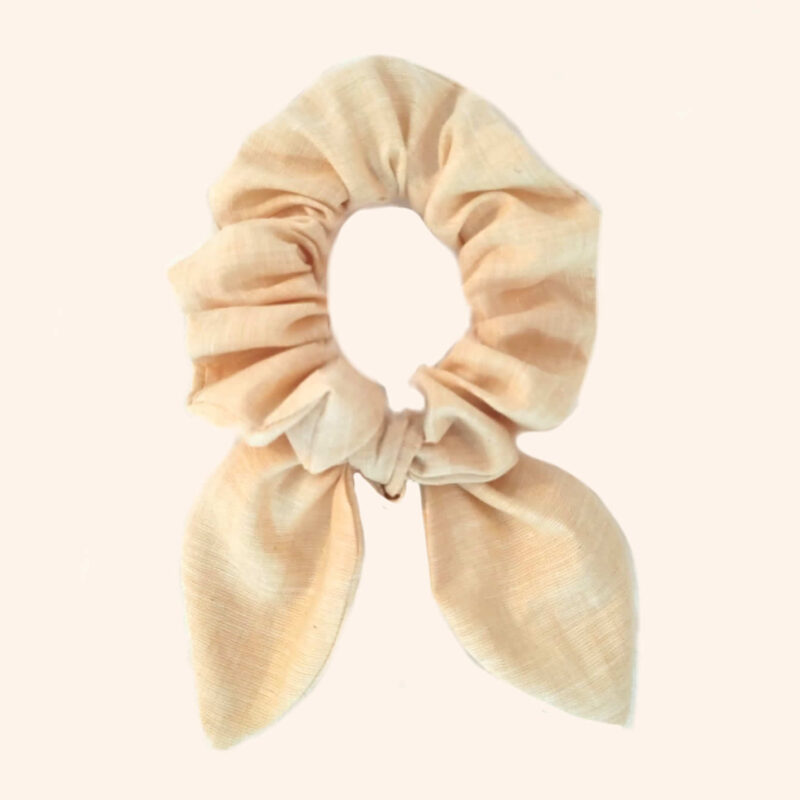 Scrunchie con fiocco fatto a mano in puro lino