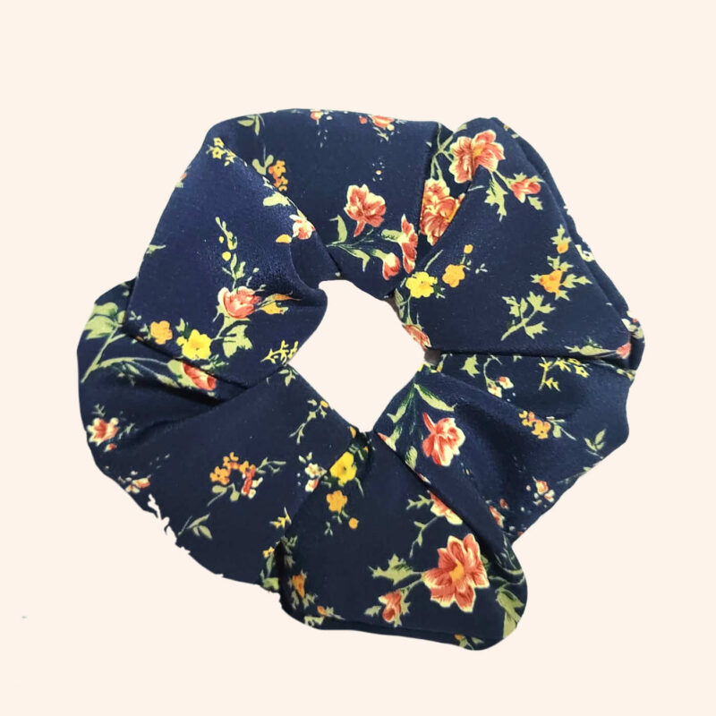 Scrunchie fantasia blu in pura seta