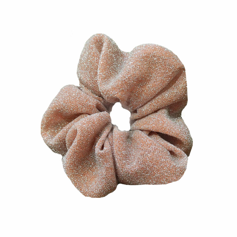 scrunchie fatto a mano in lurex rosa